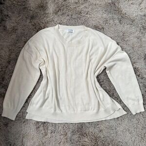 The Workshop Cream Knit Top Layered Hem Long Sleeve Pullover Sweater‎ Women's